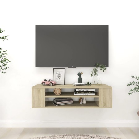 Mueble de TV colgante contrachapada roble Sonoma 100x30x26,5 cm en Muebles TV | Comprar online en Foro24
