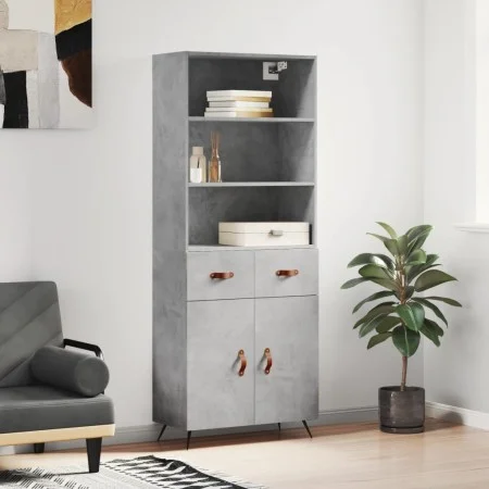 Aparador alto madera contrachapada gris hormigón 69,5x34x180 cm de vidaXL, Aparadores - Ref: Foro24-3200493, Precio: 132,28 €...