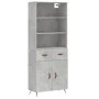Aparador alto madera contrachapada gris hormigón 69,5x34x180 cm de vidaXL, Aparadores - Ref: Foro24-3200493, Precio: 132,28 €...