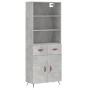 Hohes Sideboard aus betongrauem Sperrholz, 69,5 x 34 x 180 cm von vidaXL, Sideboards - Ref: Foro24-3200493, Preis: 133,89 €, ...