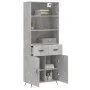 Aparador alto madera contrachapada gris hormigón 69,5x34x180 cm de vidaXL, Aparadores - Ref: Foro24-3200493, Precio: 132,28 €...