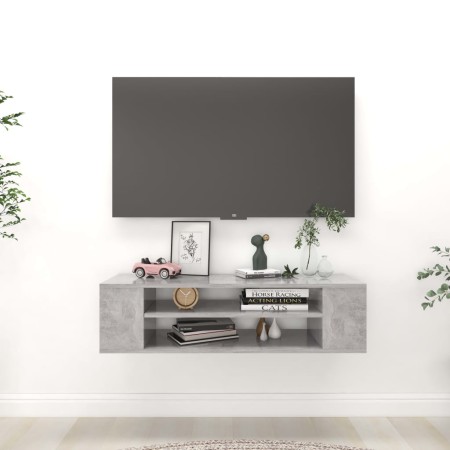 Mueble de TV colgante contrachapada gris hormigón 100x30x26,5cm en Muebles TV | Comprar online en Foro24