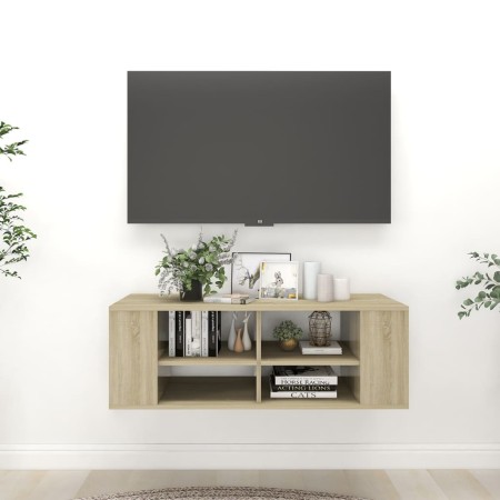 Mueble pared TV madera contrachapada roble Sonoma 102x35x35 cm en Muebles TV | Comprar online en Foro24