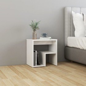 Mesita de noche madera contrachapada blanco brillo 40x30x40 cm Mesita de noche madera contrachapada blanco brillo 40x30x40 cm