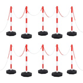 Juego de barrera con postes y cadena plástico 10 m de vidaXL, Señales de carretera y tráfico - Ref: Foro24-150955, Precio: 13...
