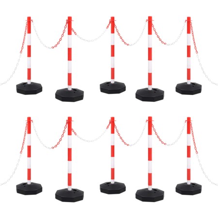 Barrier set with posts and plastic chain 10 m by vidaXL, Road and traffic signs - Ref: Foro24-150955, Price: 141,00 €, Discou...