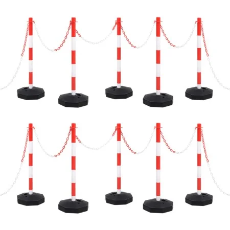 Barrier set with posts and plastic chain 10 m by vidaXL, Road and traffic signs - Ref: Foro24-150955, Price: 134,09 €, Discou...