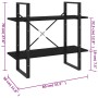 Estantería de 2 niveles madera contrachapada negro 80x30x70 cm