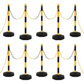 Barrier set with posts and plastic chain 10 m by vidaXL, Road and traffic signs - Ref: Foro24-150958, Price: 136,49 €, Discou...