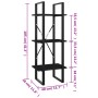 Estantería de 3 niveles madera contrachapada negro 40x30x105 cm