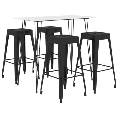 Hoher Tisch und Barhocker 5 Stück schwarz und weiß von vidaXL, Möbelsets für Küchen und Esszimmer - Ref: Foro24-3057401, Prei...