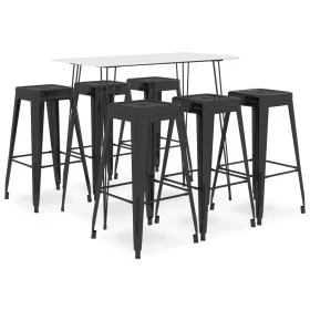 High table and bar stools 7 pieces black and white by vidaXL, Furniture sets for kitchens and dining rooms - Ref: Foro24-3057...
