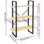 Estantería de 3 niveles madera maciza de pino 80x30x105 cm