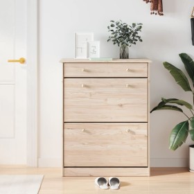 Tall solid pine wood shoe cabinet 77x35x96 cm by vidaXL, Shoe racks and shoe organizers - Ref: Foro24-353923, Price: 133,14 €...