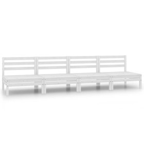 Sofás central de jardín 4 unidades blanco madera maciza de pino Sofás central de jardín 4 unidades blanco madera maciza de pino