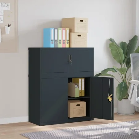 Armario archivador de acero gris antracita 90x40x110 cm by vidaXL, Lockers and storage cabinets - Ref: Foro24-3188328, Price:...