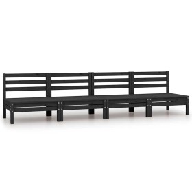 Sofás central de jardín 4 unidades negro madera maciza de pino Sofás central de jardín 4 unidades negro madera maciza de pino