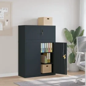Aktenregal aus anthrazitgrauem Stahl 90x40x130 cm von vidaXL, Schließfächer und Lagerschränke - Ref: Foro24-3188329, Preis: 3...