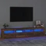 Mueble de TV con luces LED color roble ahumado 210x35x40 cm de vidaXL, Muebles TV - Ref: Foro24-3152735, Precio: 152,65 €, De...