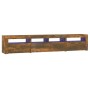 Mueble de TV con luces LED color roble ahumado 210x35x40 cm de vidaXL, Muebles TV - Ref: Foro24-3152735, Precio: 158,63 €, De...