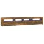 Mueble de TV con luces LED color roble ahumado 210x35x40 cm de vidaXL, Muebles TV - Ref: Foro24-3152735, Precio: 152,65 €, De...