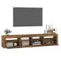 Mueble de TV con luces LED color roble ahumado 210x35x40 cm de vidaXL, Muebles TV - Ref: Foro24-3152735, Precio: 152,65 €, De...