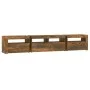 Mueble de TV con luces LED color roble ahumado 210x35x40 cm de vidaXL, Muebles TV - Ref: Foro24-3152735, Precio: 152,65 €, De...