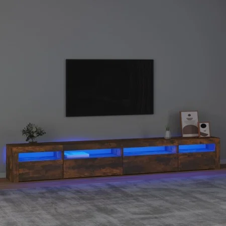 Mueble de TV con luces LED roble ahumado 270x35x40 cm de vidaXL, Muebles TV - Ref: Foro24-3152751, Precio: 182,70 €, Descuent...