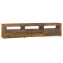 Mueble de TV con luces LED color roble ahumado 180x35x40 cm de vidaXL, Muebles TV - Ref: Foro24-3152759, Precio: 137,77 €, De...