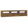TV cabinet with LED lights smoked oak color 180x35x40 cm by vidaXL, TV Furniture - Ref: Foro24-3152759, Price: 128,55 €, Disc...