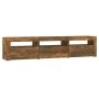 TV cabinet with LED lights smoked oak color 180x35x40 cm by vidaXL, TV Furniture - Ref: Foro24-3152759, Price: 128,55 €, Disc...