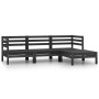 Conjunto de muebles de jardín 4 piezas madera maciza pino negro