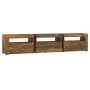 TV cabinet with LED lights smoked oak color 180x35x40 cm by vidaXL, TV Furniture - Ref: Foro24-3152759, Price: 128,55 €, Disc...
