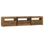 TV-Schrank mit LED-Leuchten, Farbe Eiche geräuchert, 180 x 35 x 40 cm von vidaXL, TV-Möbel - Ref: Foro24-3152759, Preis: 133,...