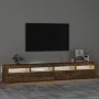 Mueble de TV con luces LED color roble ahumado 240x35x40 cm de vidaXL, Muebles TV - Ref: Foro24-3152767, Precio: 155,04 €, De...