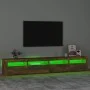 Mueble de TV con luces LED color roble ahumado 240x35x40 cm de vidaXL, Muebles TV - Ref: Foro24-3152767, Precio: 155,04 €, De...