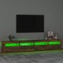 TV-Schrank mit LED-Leuchten, Farbe Eiche geräuchert, 240 x 35 x 40 cm von vidaXL, TV-Möbel - Ref: Foro24-3152767, Preis: 160,...