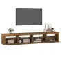 Mueble de TV con luces LED color roble ahumado 240x35x40 cm de vidaXL, Muebles TV - Ref: Foro24-3152767, Precio: 155,04 €, De...