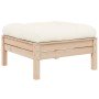 Taburete de jardín con cojín crema madera maciza de pino