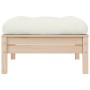 Taburete de jardín con cojín crema madera maciza de pino