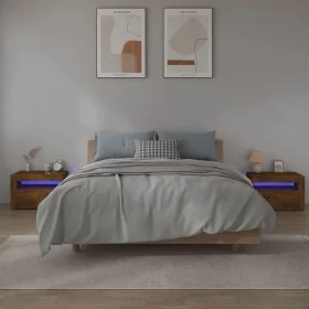 Nachttische mit LED, 2 Stück, Farbe geräucherte Eiche von vidaXL, Nachttische - Ref: Foro24-3144972, Preis: 94,48 €, Rabatt: %
