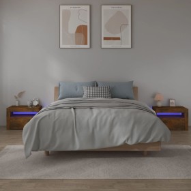 Nightstands with LED 2 pcs smoked oak color by vidaXL, Nightstands - Ref: Foro24-3144972, Price: 96,22 €, Discount: %