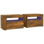 Nightstands with LED 2 pcs smoked oak color by vidaXL, Nightstands - Ref: Foro24-3144972, Price: 97,19 €, Discount: %