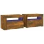 Nightstands with LED 2 pcs smoked oak color by vidaXL, Nightstands - Ref: Foro24-3144972, Price: 94,48 €, Discount: %