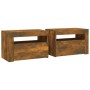Nightstands with LED 2 pcs smoked oak color by vidaXL, Nightstands - Ref: Foro24-3144972, Price: 97,19 €, Discount: %