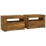 Nightstands with LED 2 pcs smoked oak color by vidaXL, Nightstands - Ref: Foro24-3144972, Price: 94,48 €, Discount: %