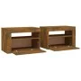 Nightstands with LED 2 pcs smoked oak color by vidaXL, Nightstands - Ref: Foro24-3144972, Price: 94,48 €, Discount: %