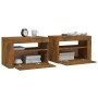Nightstands with LED 2 pcs smoked oak color by vidaXL, Nightstands - Ref: Foro24-3144972, Price: 97,19 €, Discount: %