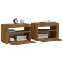 Nightstands with LED 2 pcs smoked oak color by vidaXL, Nightstands - Ref: Foro24-3144972, Price: 94,48 €, Discount: %