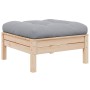 Juego muebles jardín 3 pzas cojines grises madera pino maciza